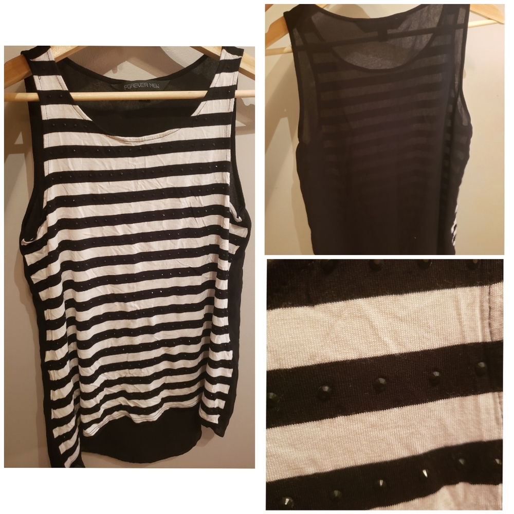 Ever new black and white striped top